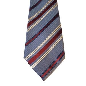 Versa Mens Tie Necktie Designer Luxury‎  Red White Blue Stripe American Classic